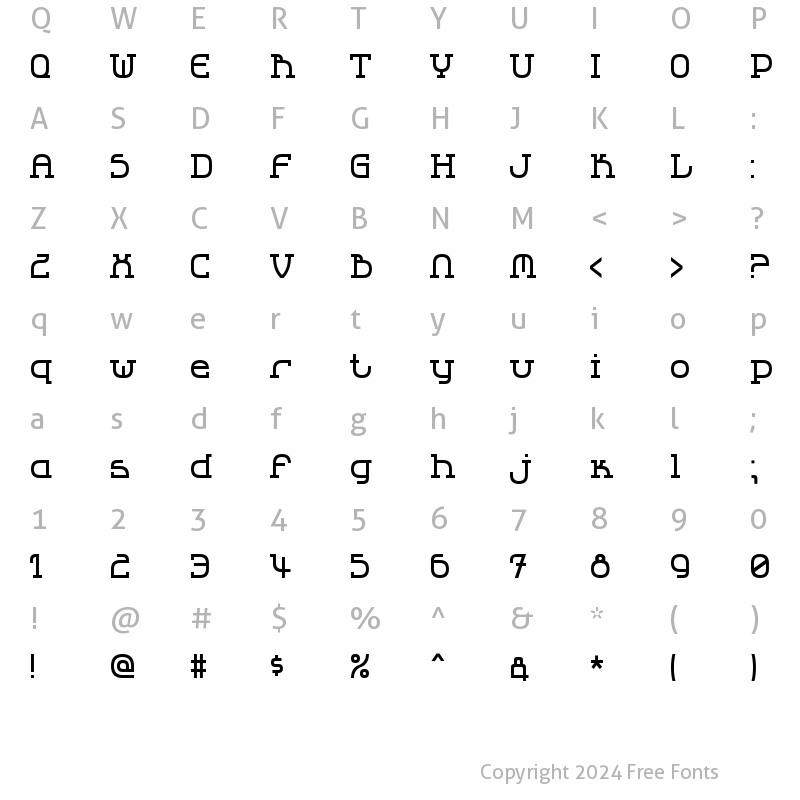 Character Map of LBC Cool 2 Regular