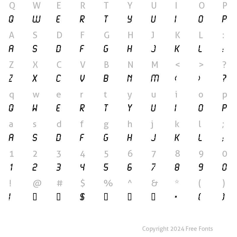 Character Map of LCD Bold