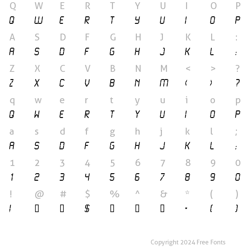 Character Map of LCD Normal