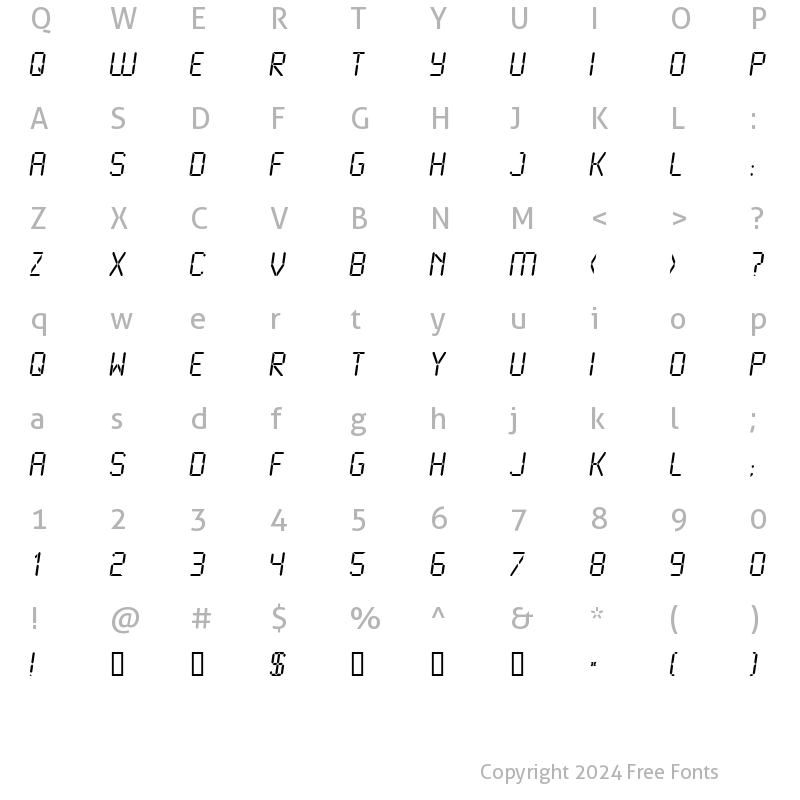 Character Map of LCD2 Normal