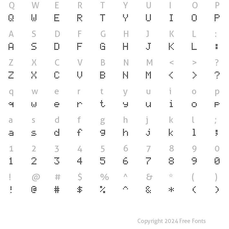 Character Map of LCD5x8H Normal