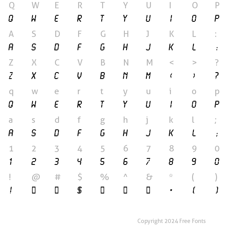 Character Map of LCDMono Bold