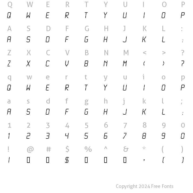 Character Map of LCDMono Light