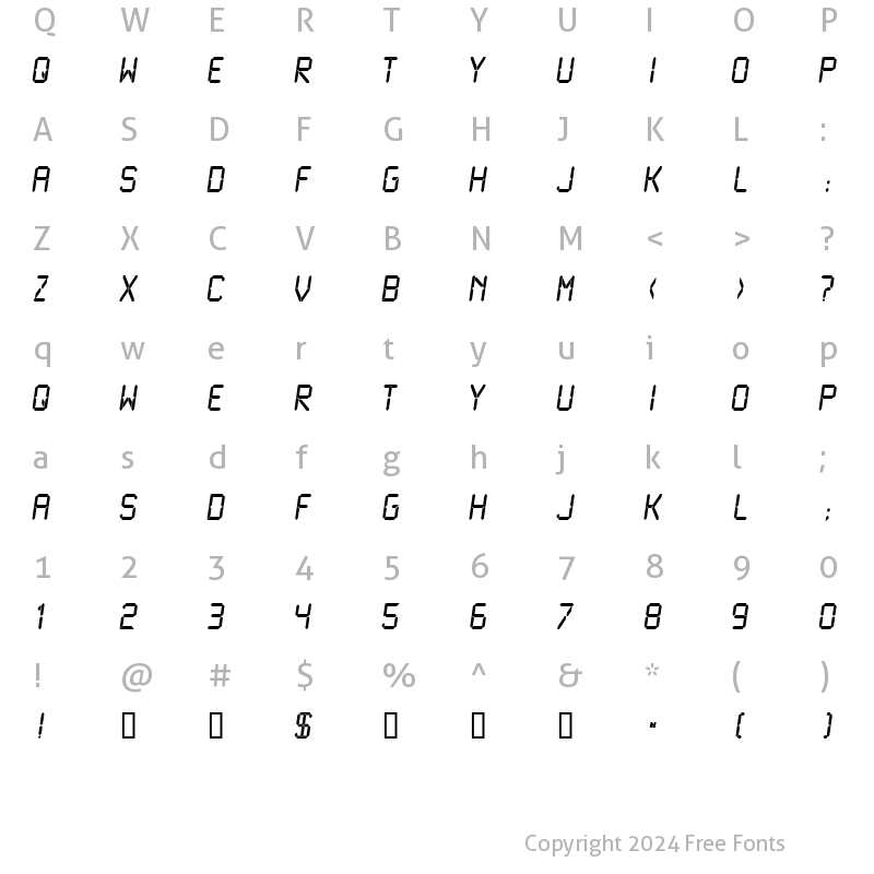 Character Map of LCDMono Normal