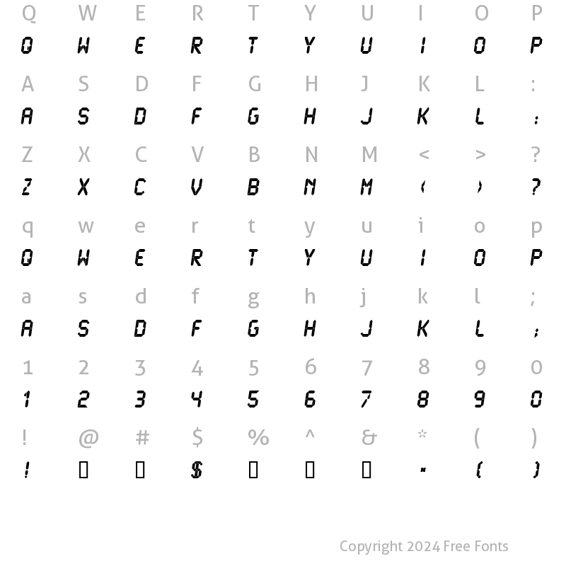 Character Map of LCDMono Ultra