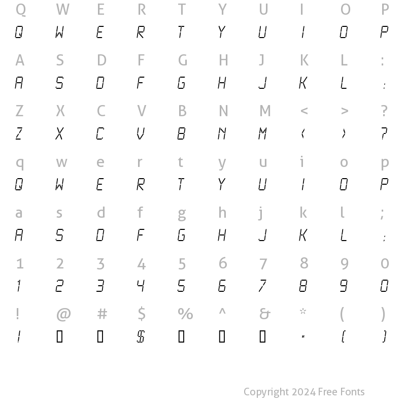 Character Map of LCDMono2 Light