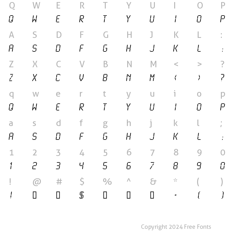 Character Map of LCDMono2 Normal