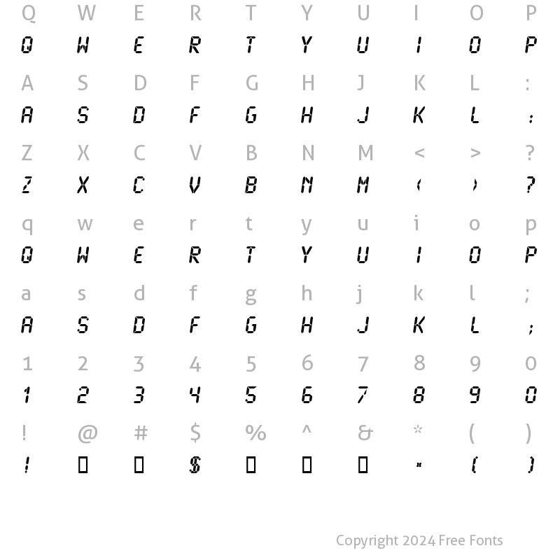 Character Map of LCDMono2 Ultra