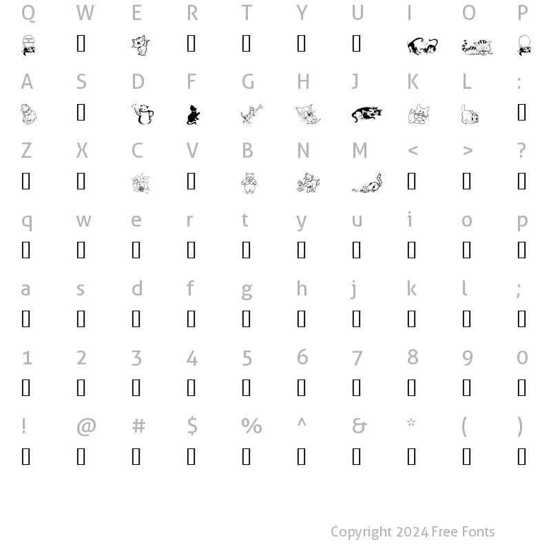 Character Map of LCR Cat's Meow Regular