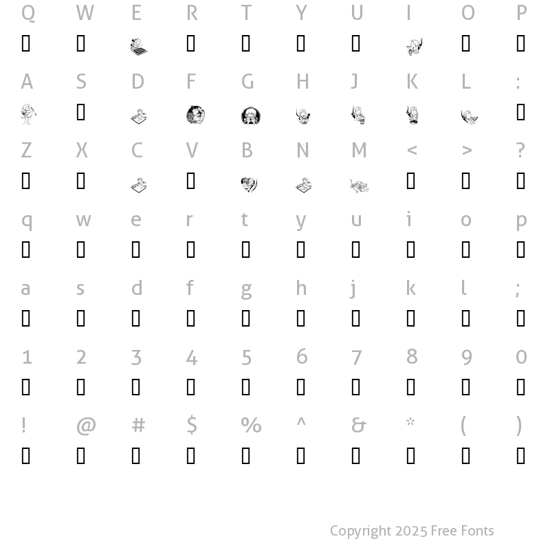 Character Map of LCR Cutesy Cupid Regular