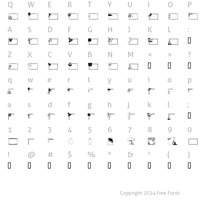 Character Map of LCR Frightful Frames Regular