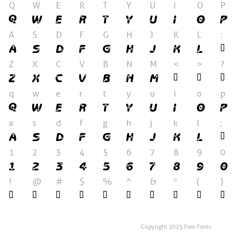 Character Map of LCR Itz Snowflakes Regular