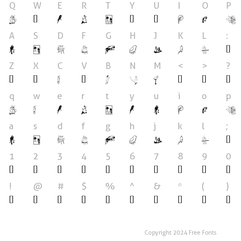 Character Map of LCR Parrot Talk Regular