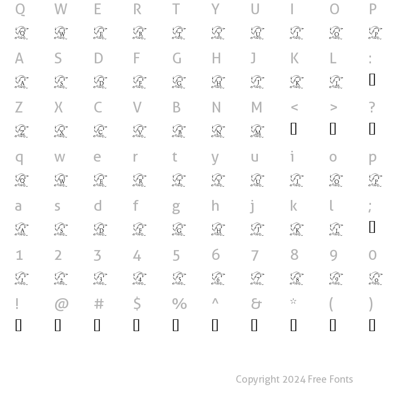 Character Map of LCR Playful Dolphin Regular