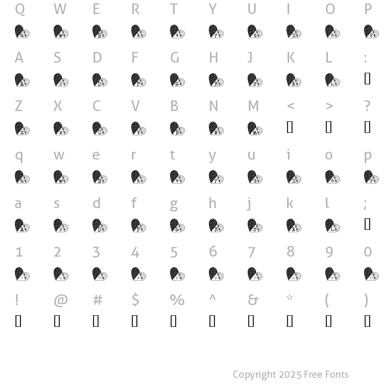 Character Map of LCR Works of Heart Regular