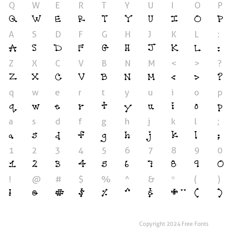 Character Map of LD Amore Regular