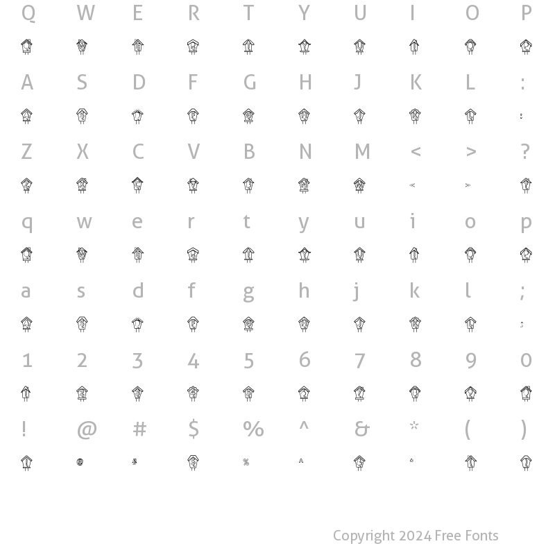 Character Map of LD Birdhouses Regular