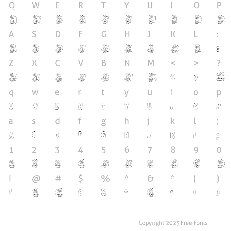 Character Map of LD Bunnies Regular