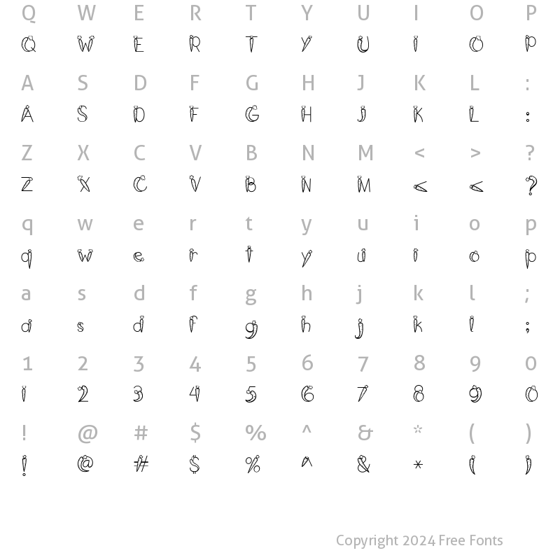 Character Map of LD Carrot Regular