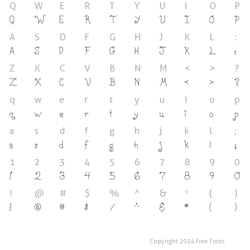 Character Map of LD Charming Regular