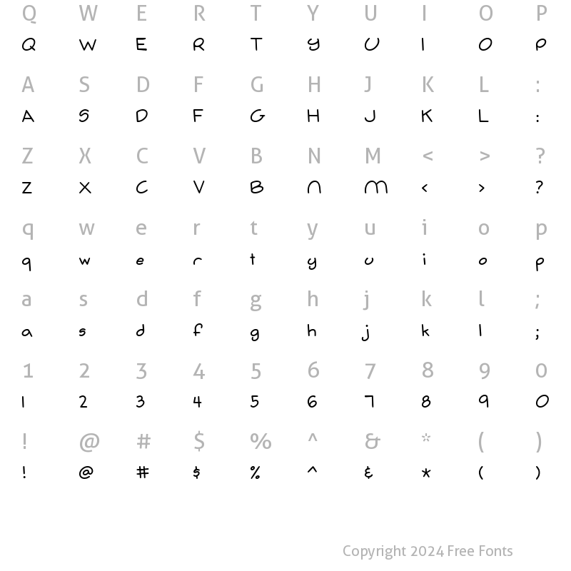 Character Map of LD Childish Regular