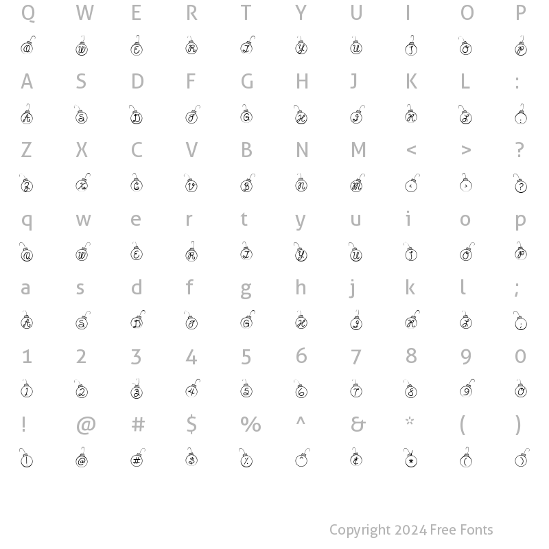 Character Map of LD Christmas Balls Regular