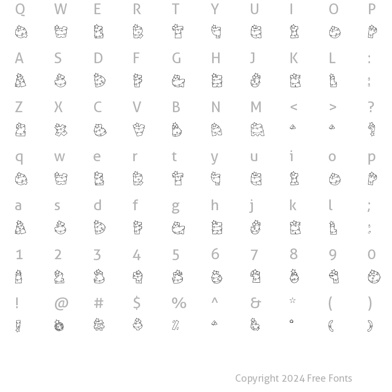 Character Map of LD Christmas Lights Regular