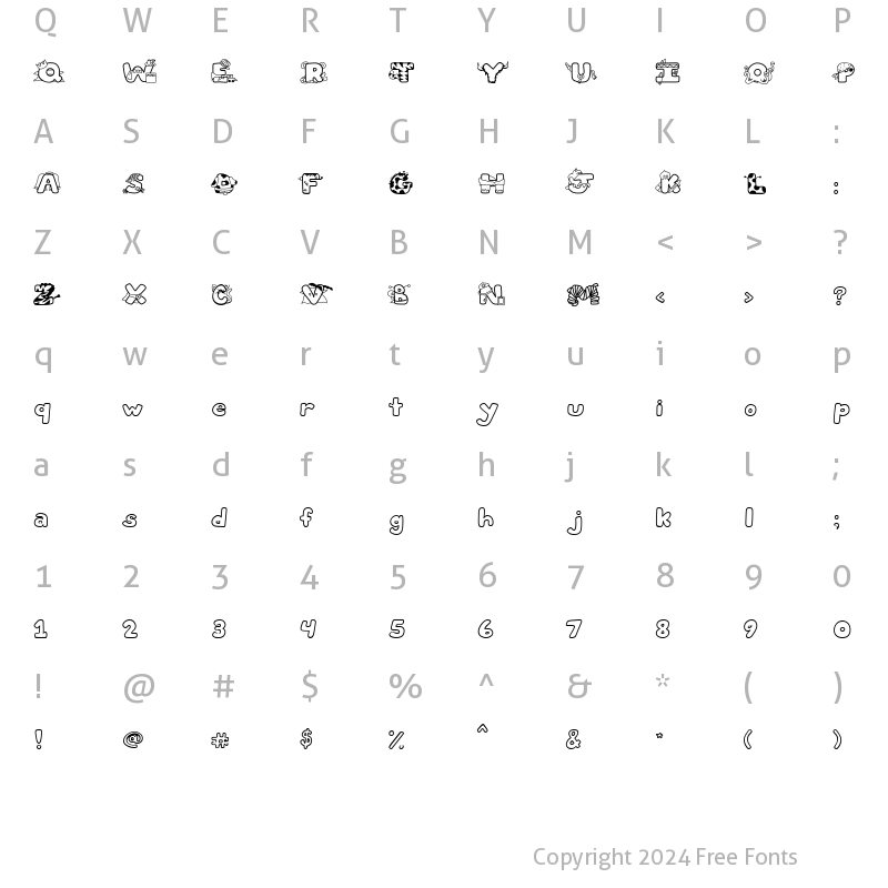 Character Map of LD Costumes Regular