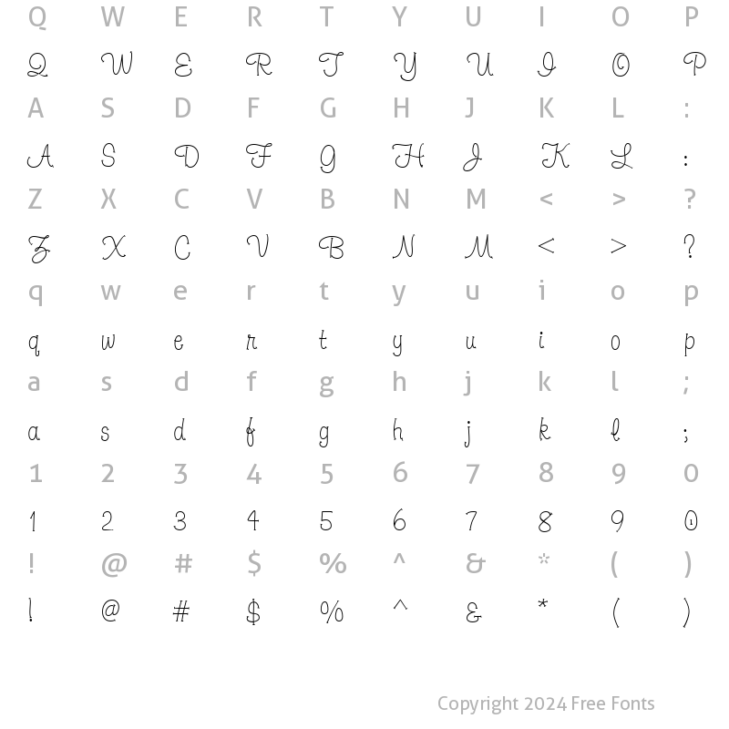 Character Map of LD Dainty Regular