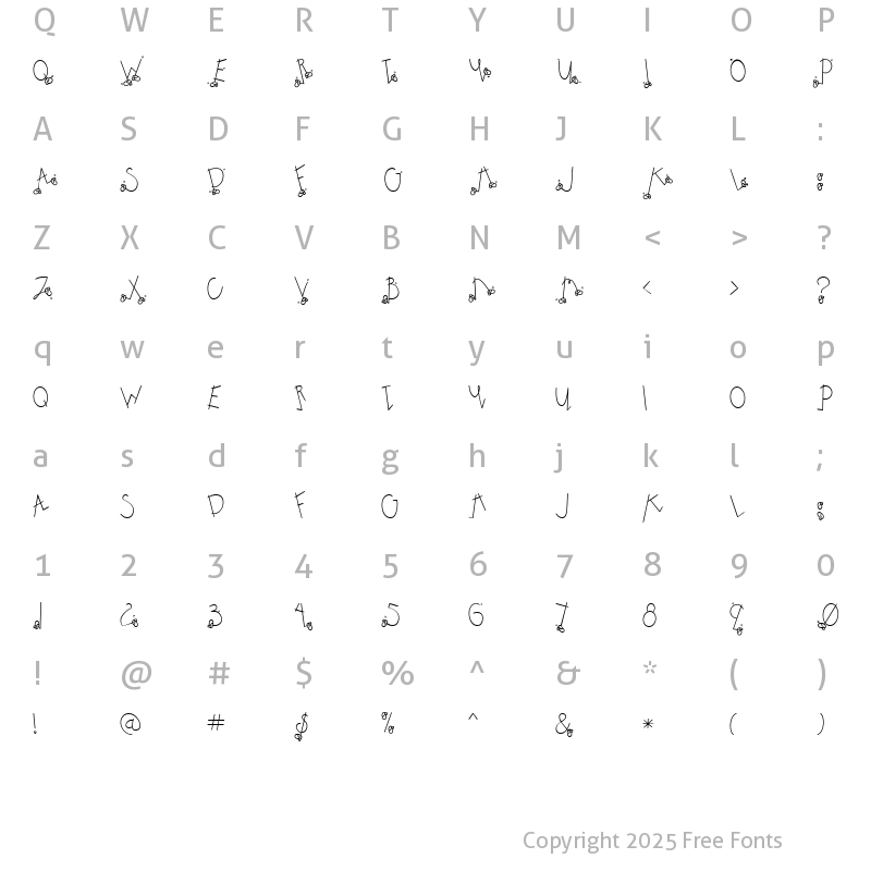 Character Map of LD Dancing Shoes Regular