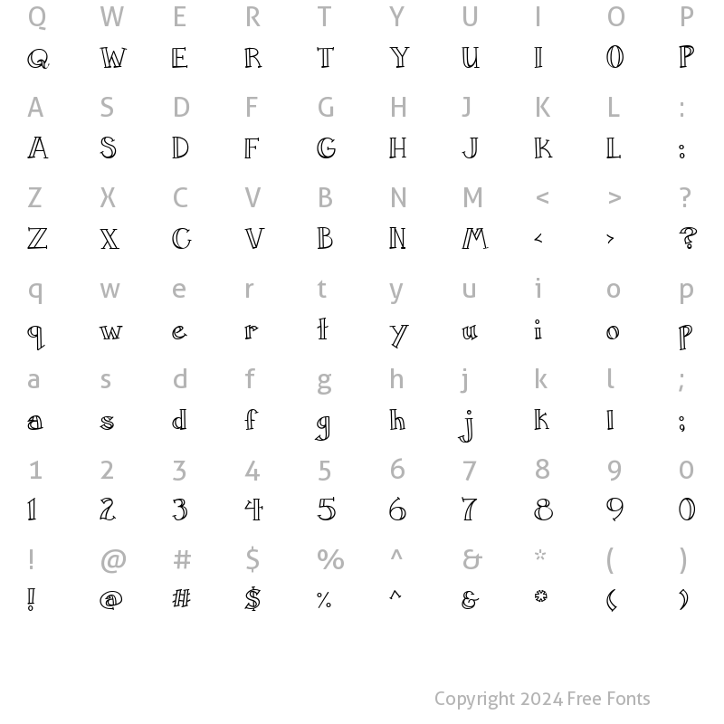 Character Map of LD Double Line Regular