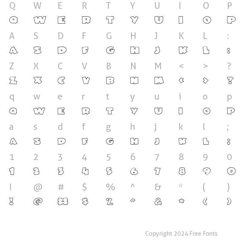 Character Map of LD Fill In Regular