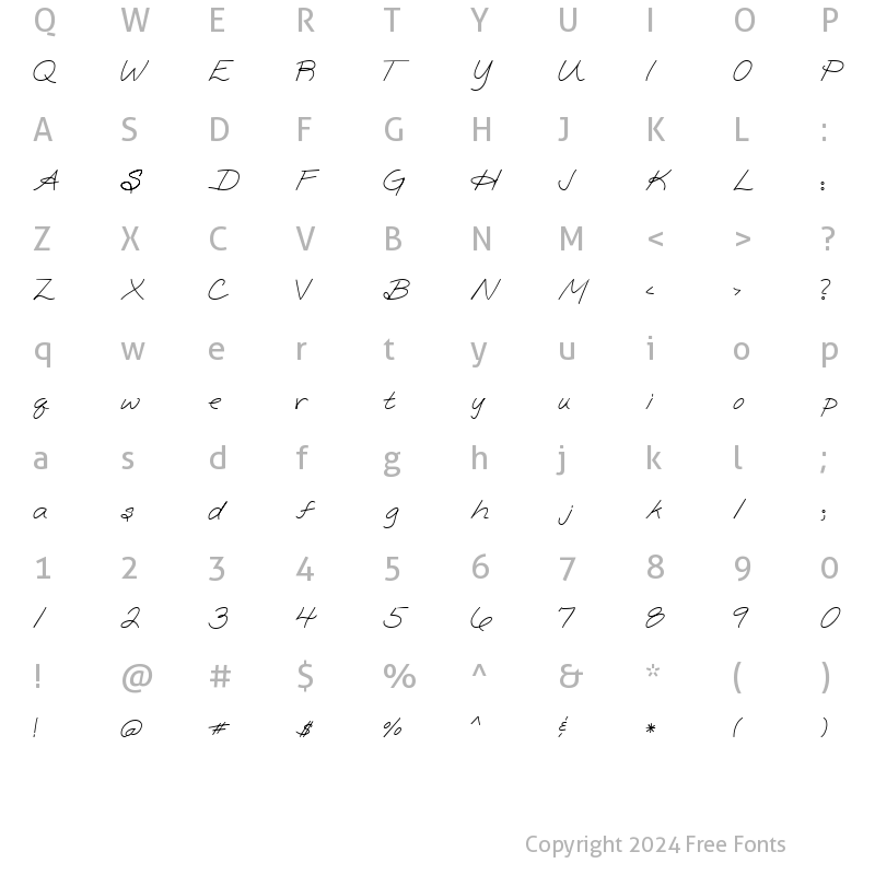 Character Map of LD Fine Print 1 Regular