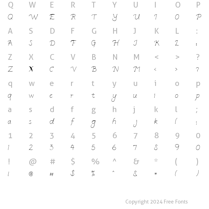 Character Map of LD Fine Print 2 Regular