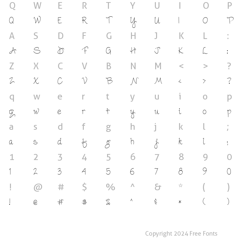 Character Map of LD Fine Print 3 Regular