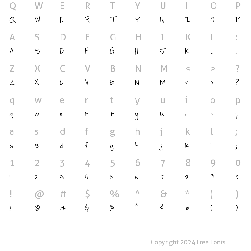 Character Map of LD Fine Print 7 Regular