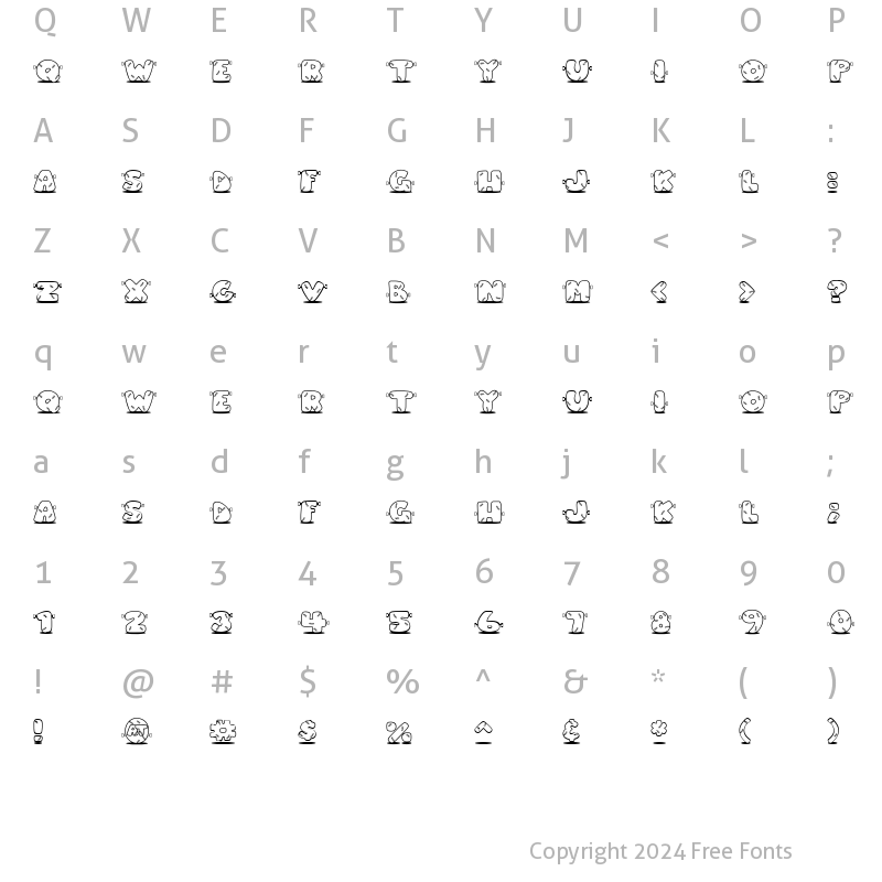 Character Map of LD Frankenstein Regular