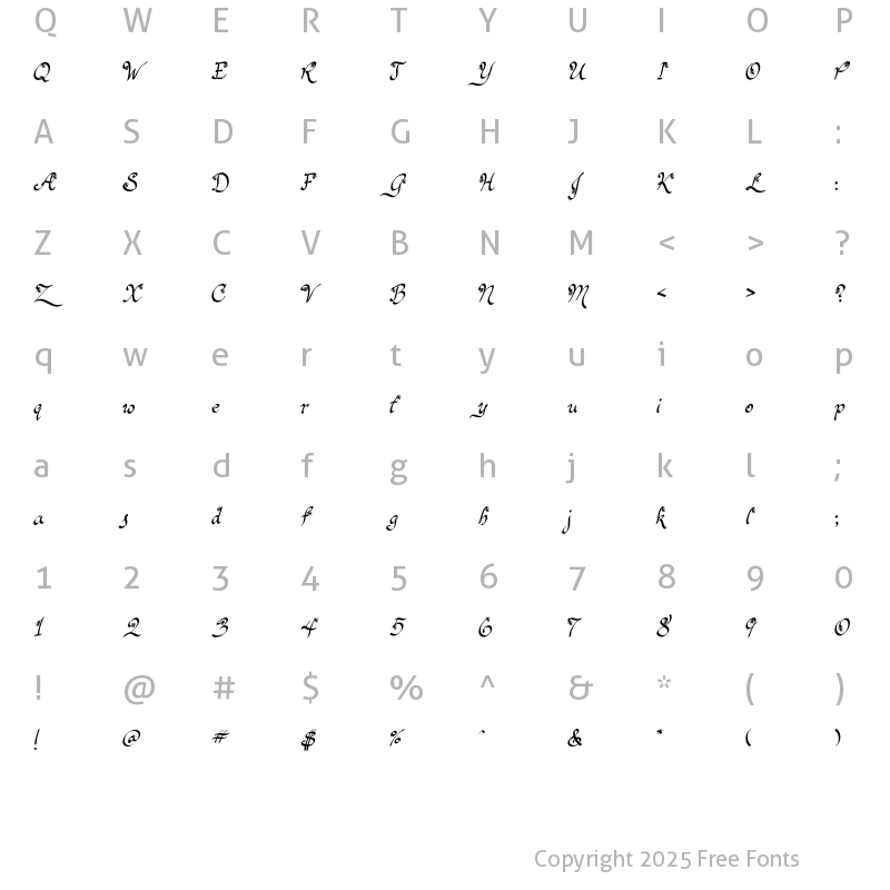 Character Map of LD Gala Bells Regular