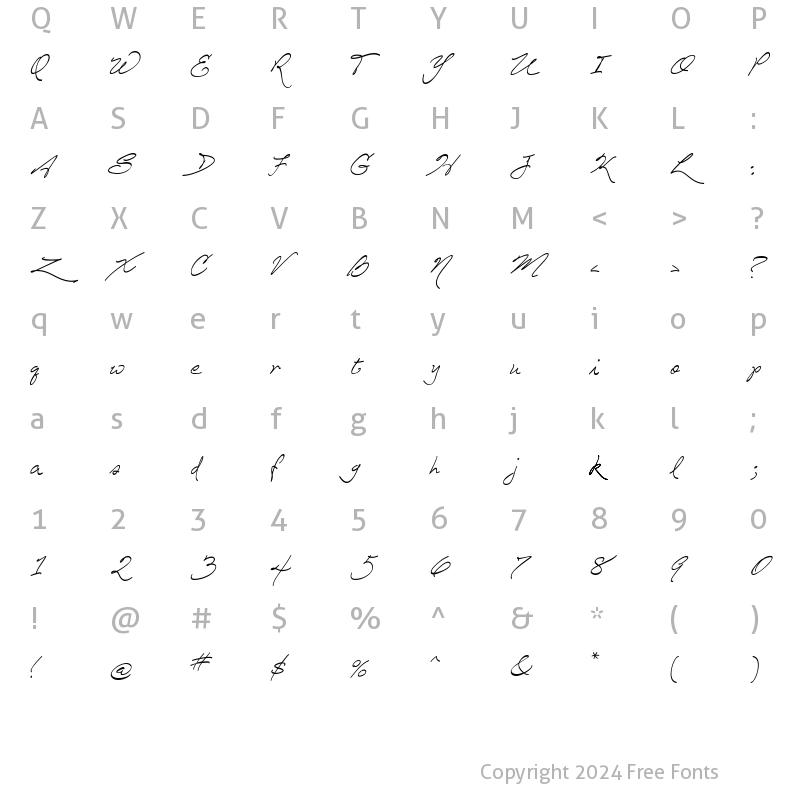 Character Map of LD Glorious Regular