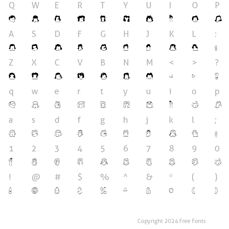 Character Map of LD Hairdos Regular