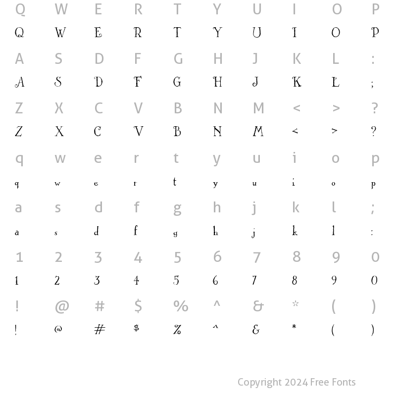 Character Map of LD Hallmark Regular