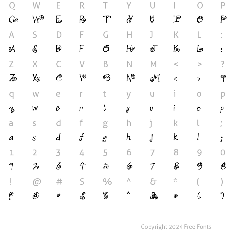 Character Map of LD Hypnosis Regular