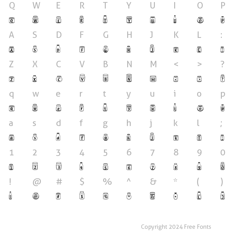 Character Map of LD Jars Regular