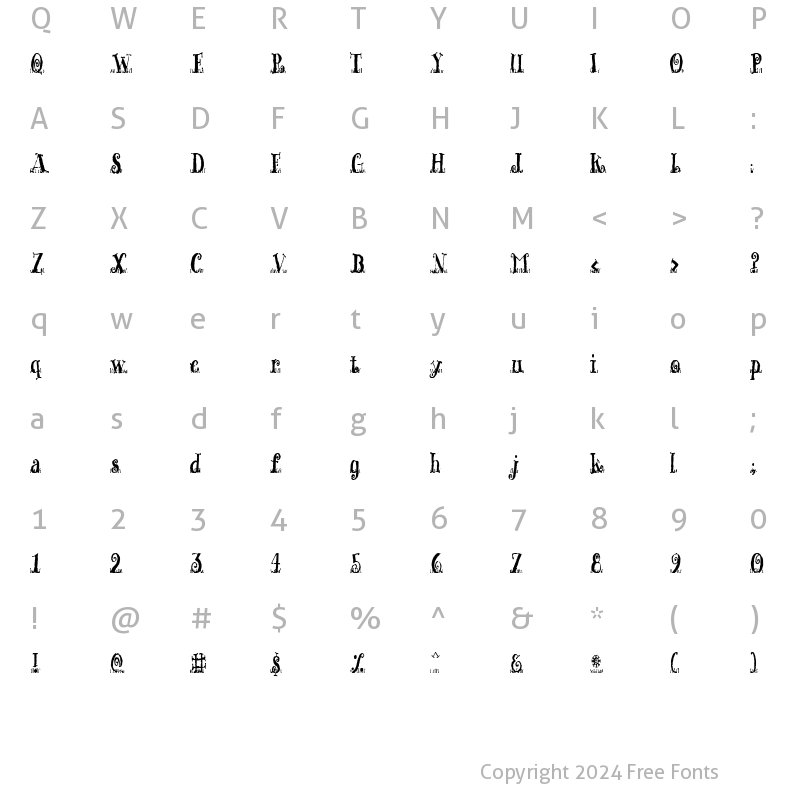 Character Map of LD Lawn Regular