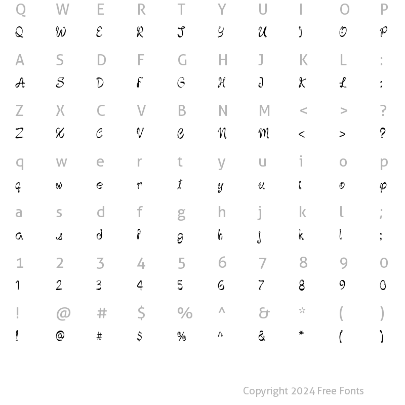 Character Map of LD Leash Regular