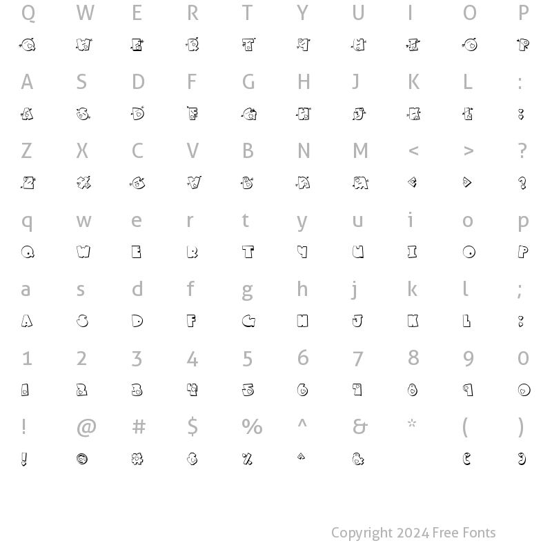 Character Map of LD Love Struck Regular