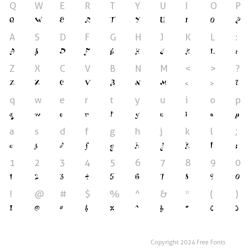 Character Map of LD Music Regular