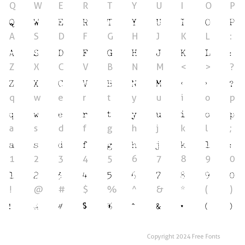 Character Map of LD Olympia Standard Regular