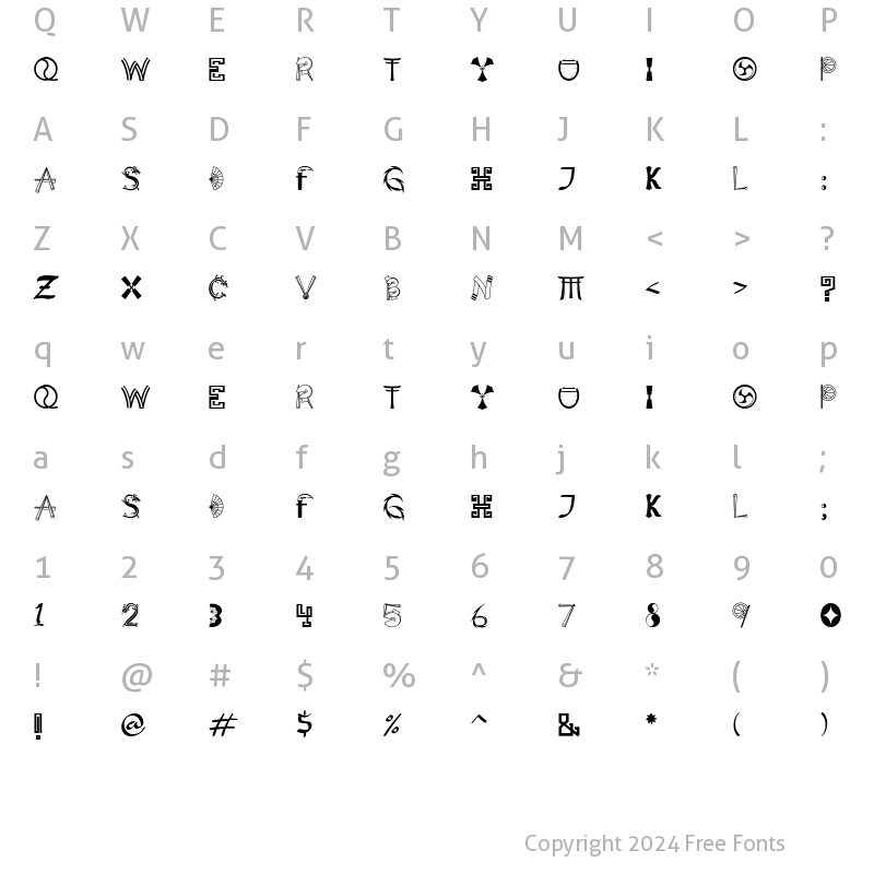 Character Map of LD Oriental Regular