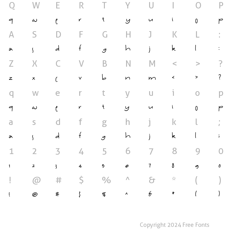 Character Map of LD Patty Whack Regular